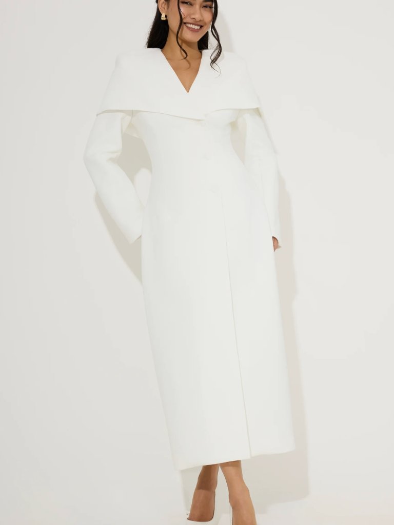 Odd Muse Statement Collar Midi Dress White 3xl